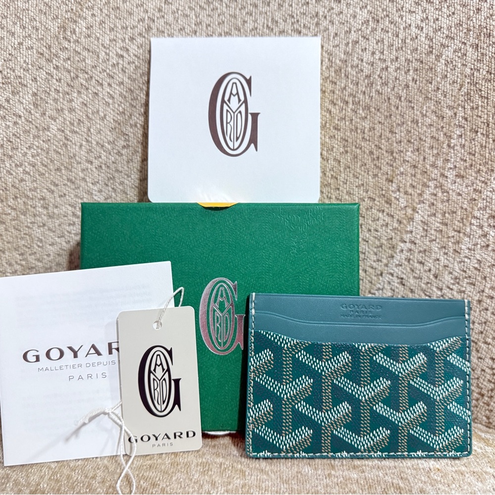 Goyard Green Card Holder with Iconic Pattern
